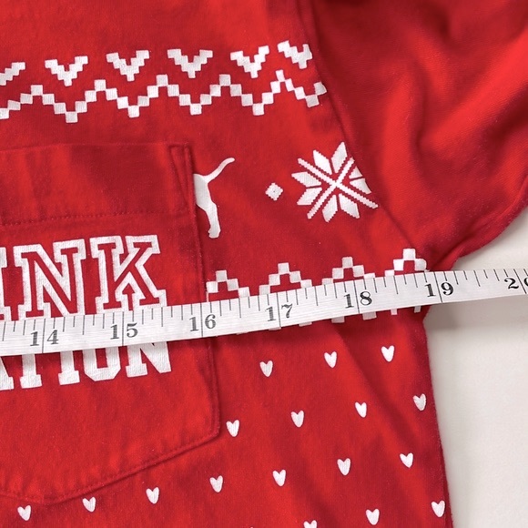 VS PINK Nation Holiday Long Sleeves Crewneck Tee, 100% Cotton, Size XS - Picture 7 of 9